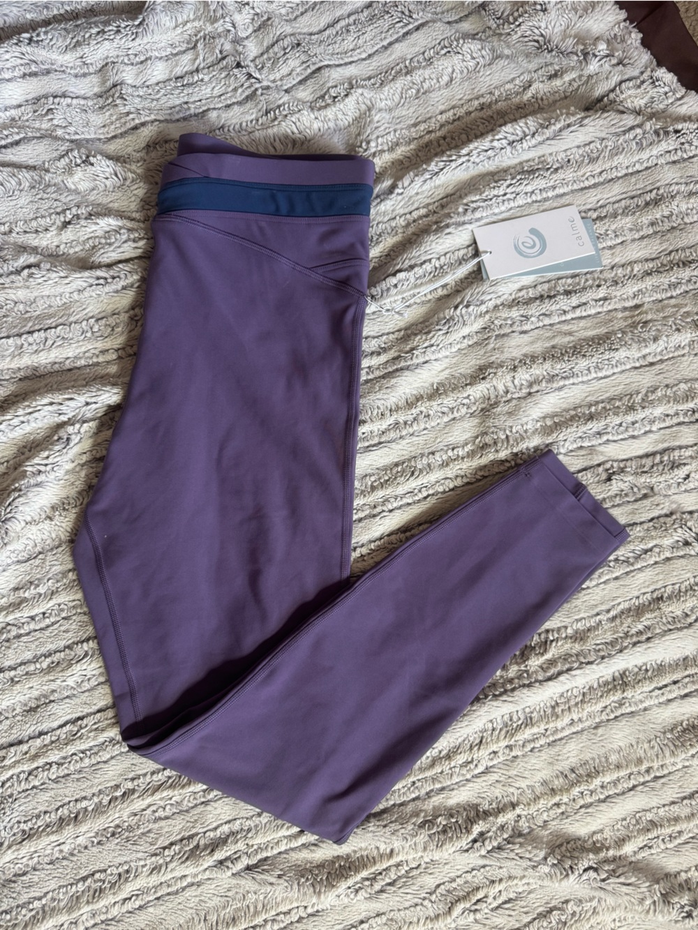 Johnny Was Calme Purple Leggings with Navy Accent